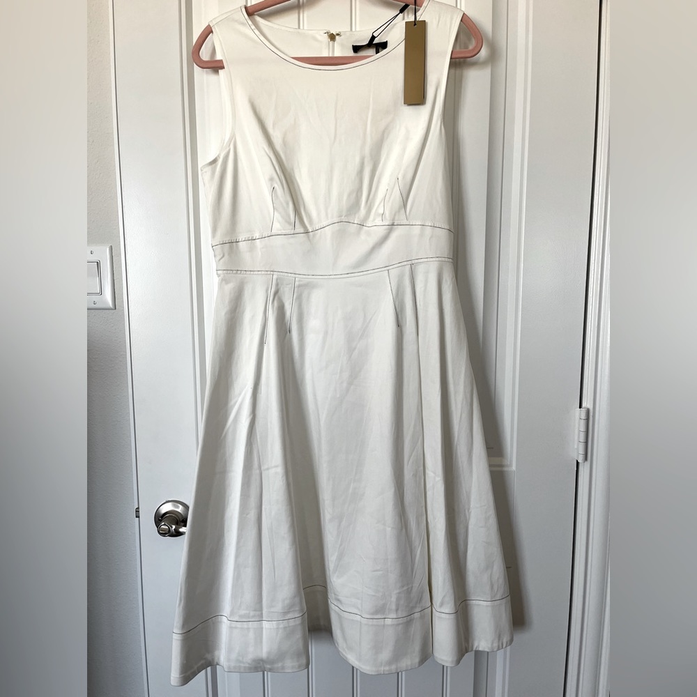 Donna Karan BEAUTIFUL white cotton sleeveless midi dress  NEW WITH TAGS. Size 10
